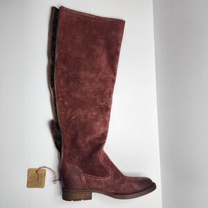 BORN Women's Borman Brick Red Suede Boots Size 6 NEW | Over the Knee, Fold Over